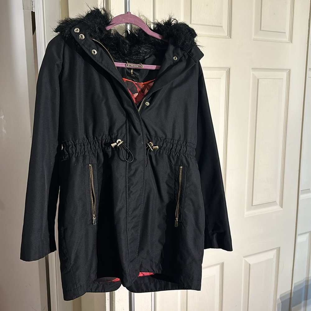 Ted Baker London parka jacket size 2 *the hoods fur needs brushed out - Picture 1 of 11